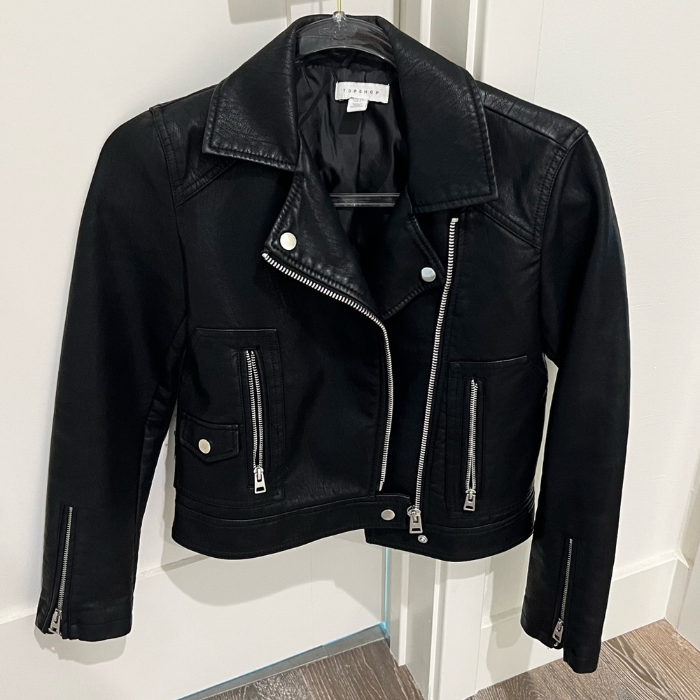 Topshop faux leather moto jacket